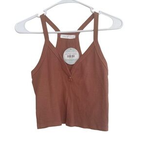 Boho Chic Light Brown Ribbed Tank Top